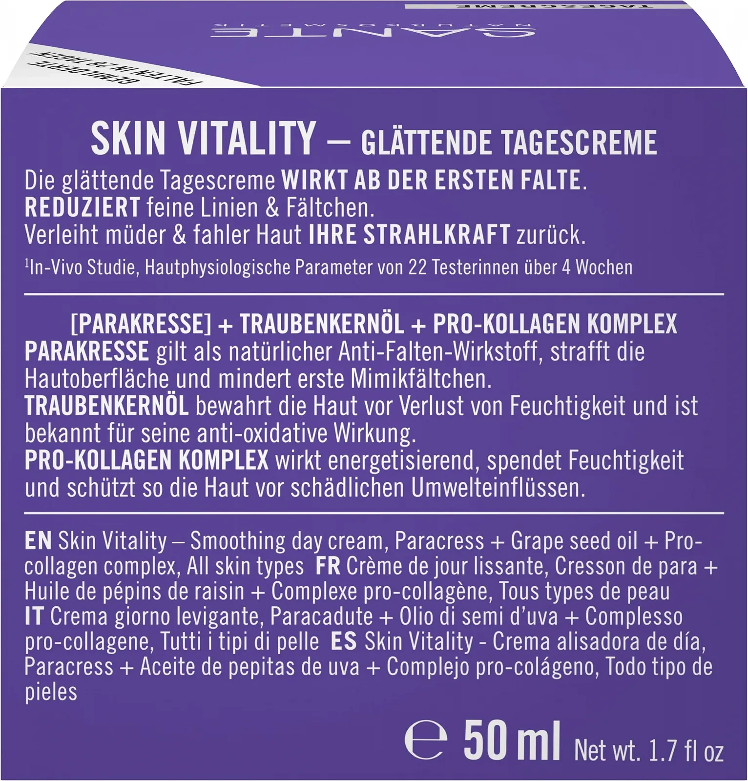 Дневной крем SANTE Naturkosmetik Face Skin Vitality Восстанавливающий увлажняющий с акмеллой, маслом виноградных косточек и проколлагеном Антивозрастной 50 мл, фото №4 Дневной крем SANTE Naturkosmetik Face Skin Vitality Восстанавливающий увлажняющий с акмеллой, маслом виноградных косточек и проколлагеном Антивозрастной 50 мл, фото №4
