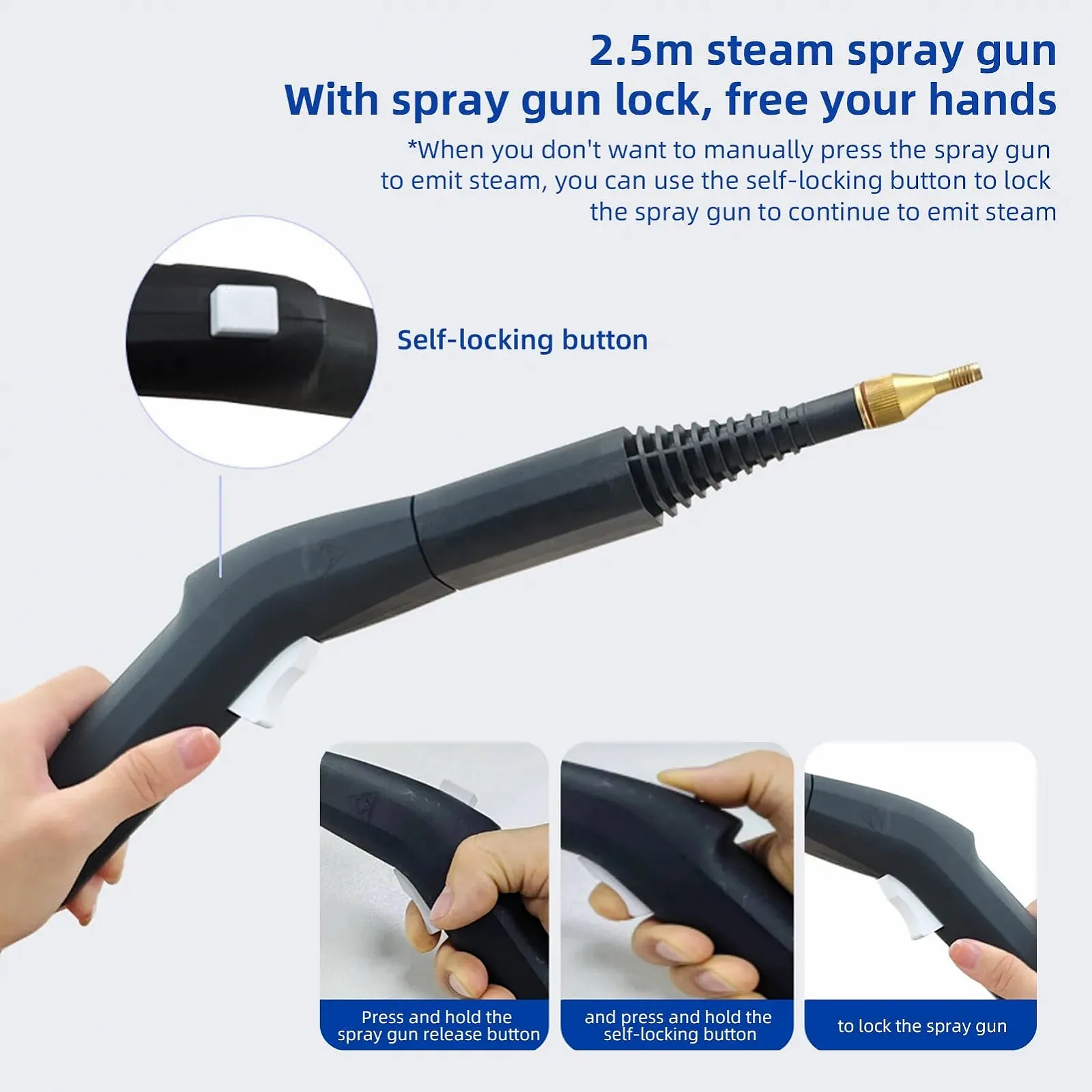 Пароочисник портативний 2600W 3.5 Bar 100 °C 6 рівнів потужності з резервуаром 1.4L, фото №6