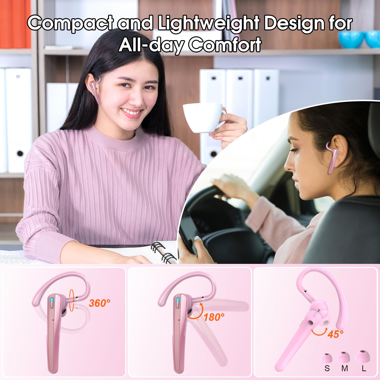 Навушники SKIUDCT Auriculares Manos Libres Bluetooth 5.3 ENC 120H Pink, фото №6