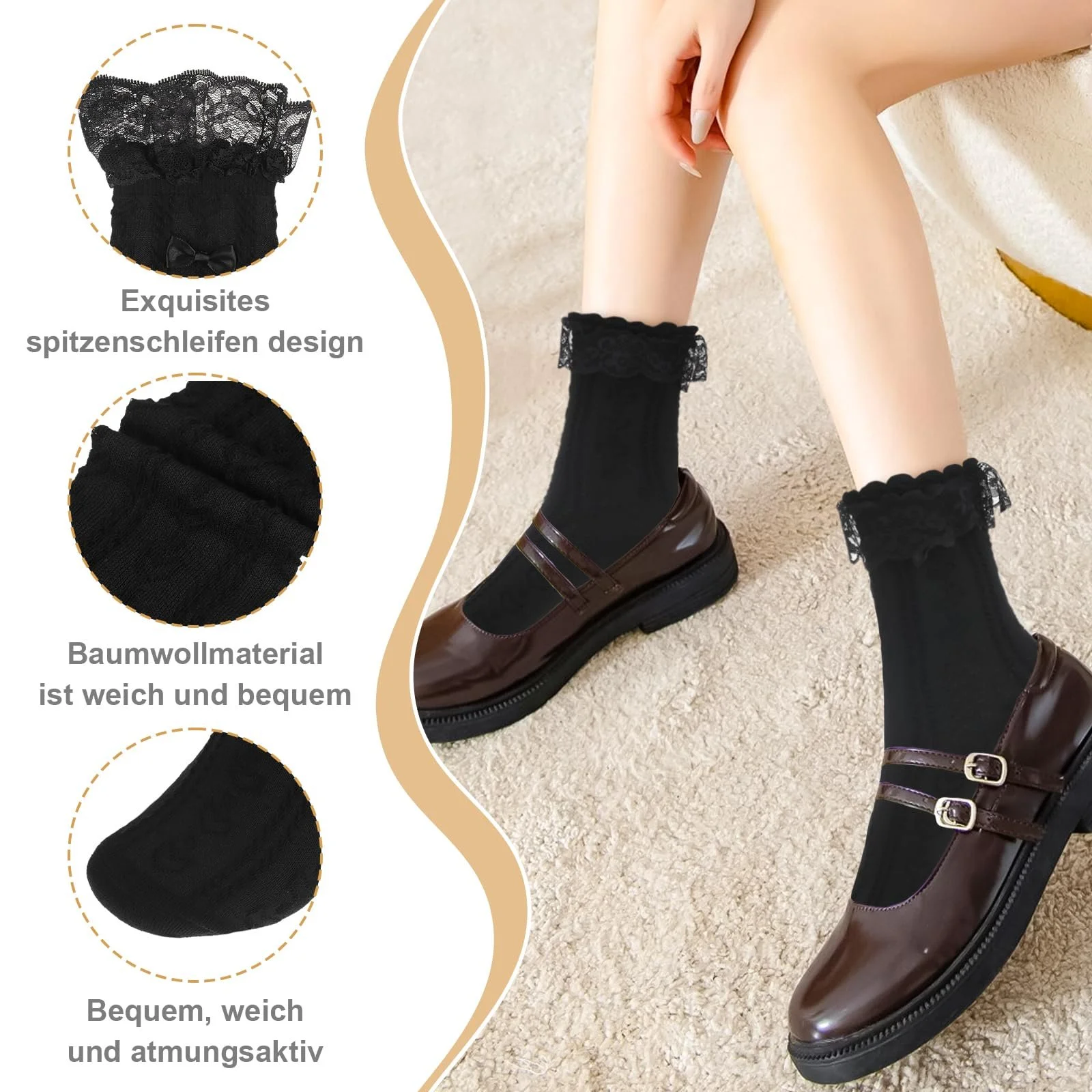 Шкарпетки з мереживом Білі Жіночі, фото №3