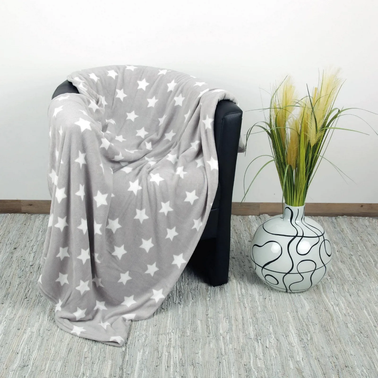 Покривало Bestlivings XXL (150 x 200 см) Світло-сірий Флісова Покривало з мікрофібри з візерунком у вигляді зірок, фото №7