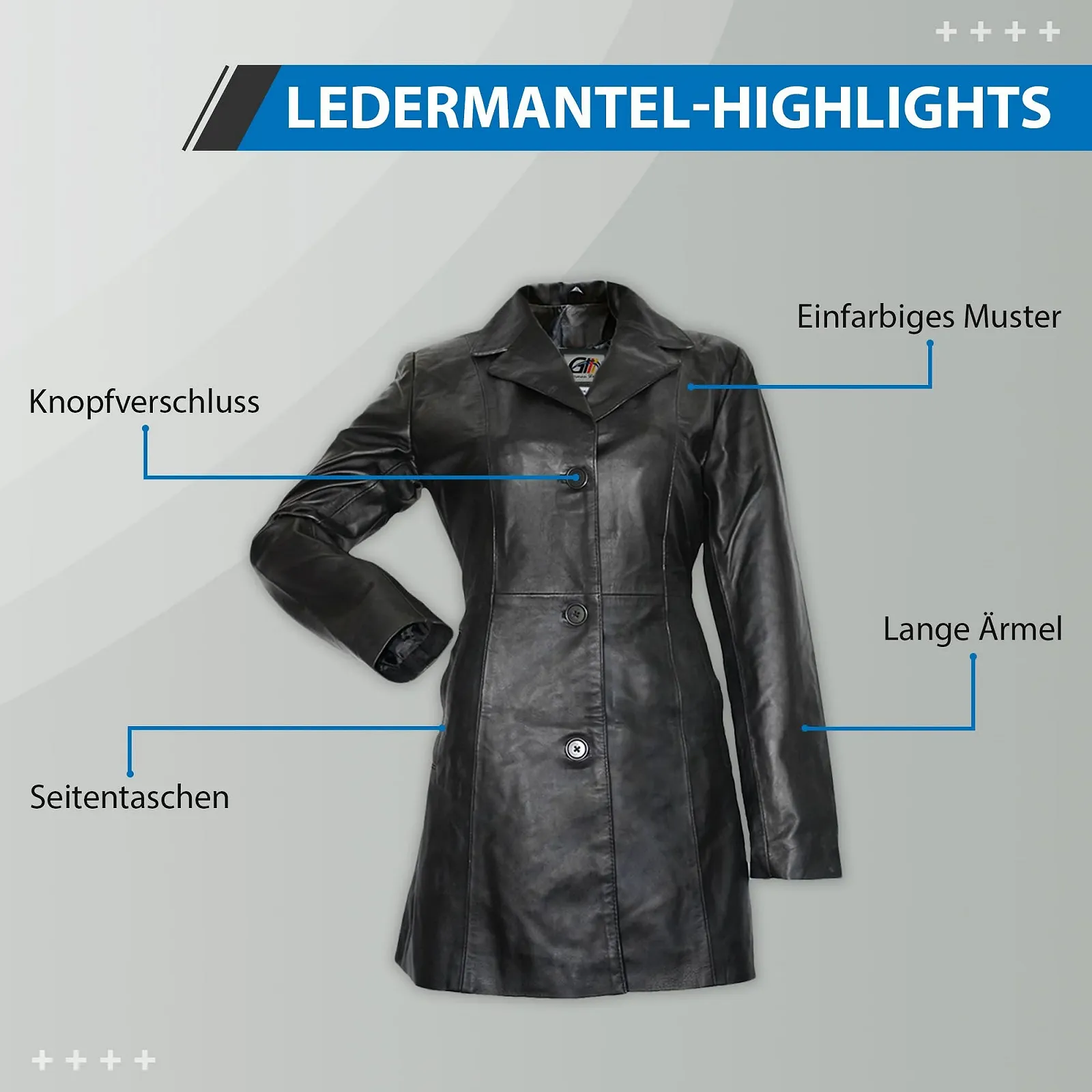 Жіночий Тренч зі шкіри Lamb Nappa, Чорний, фото №4 Жіночий Тренч зі шкіри Lamb Nappa, Чорний, фото №4