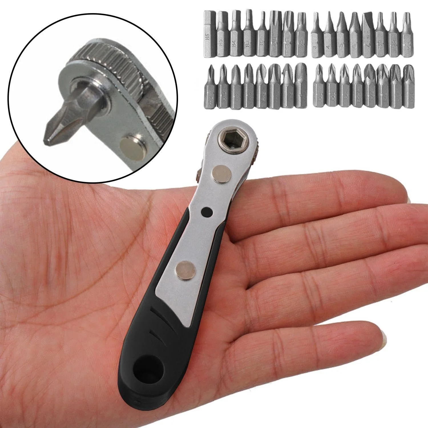 Набір спеціальних викруток та поворотного ключа 34 предмети 1/4" шестигранник, фото №3