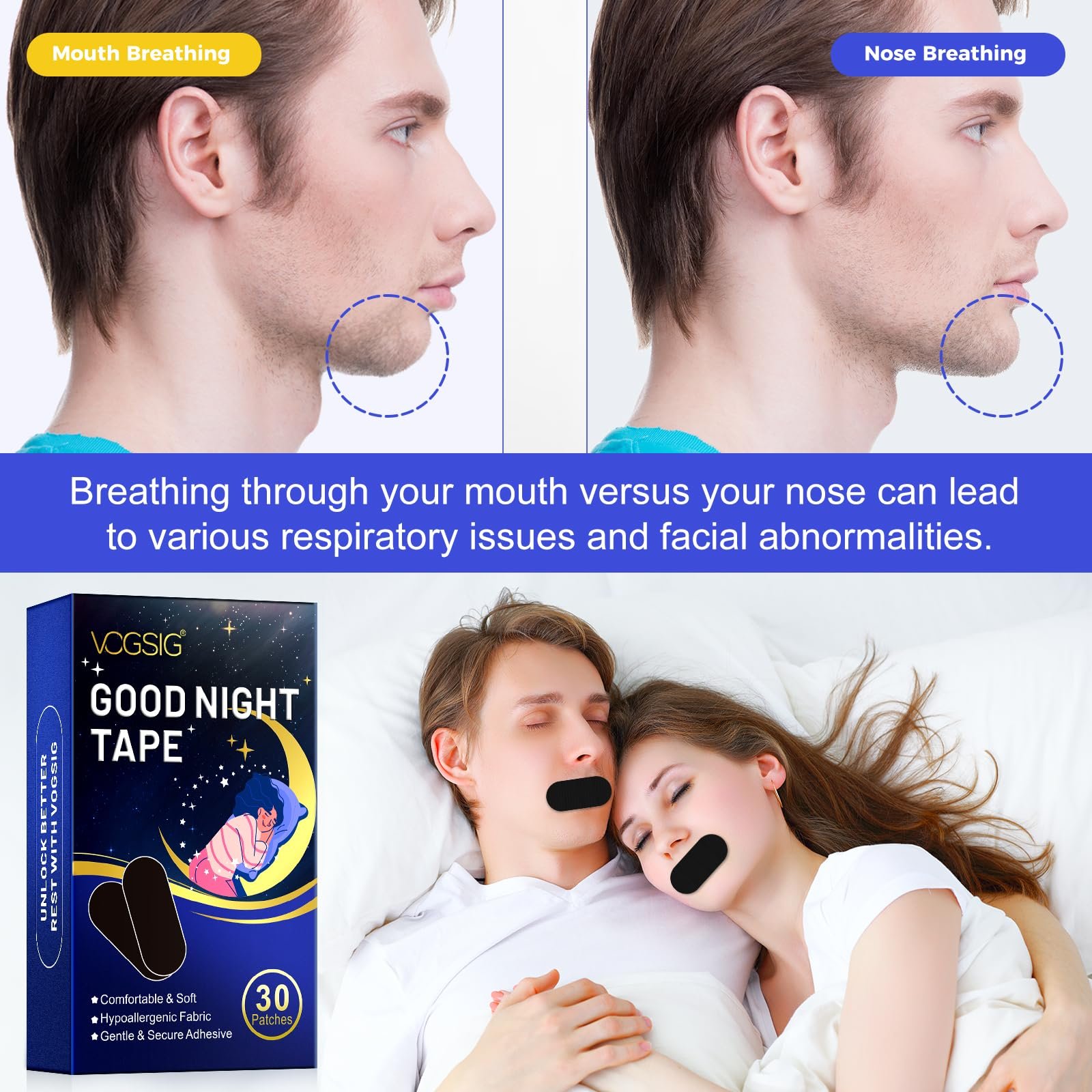 Смужка для рота для сну Гіпоалергенний засіб від хропіння для чоловіків і жінок, фото №8