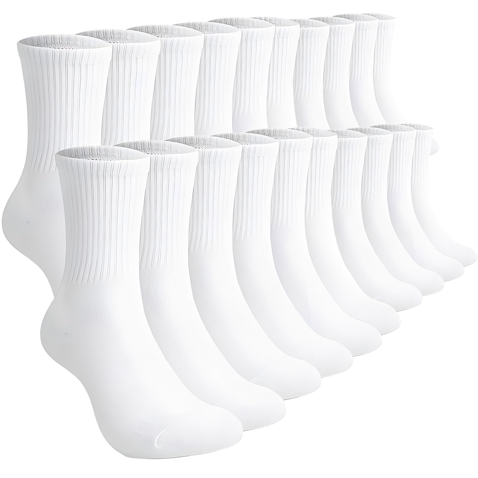 Носки теннисные Белые 10 пар Женские 39-42 Спортивные носки Дышащие Хлопковые носки Унисекс, фото №1