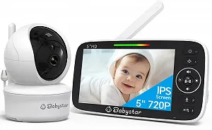 Відеоняня Babystar 5 дюймів 720P HD No WiFi 4000 мАг VOX Night Vision 2-Way Audio - Фото 1