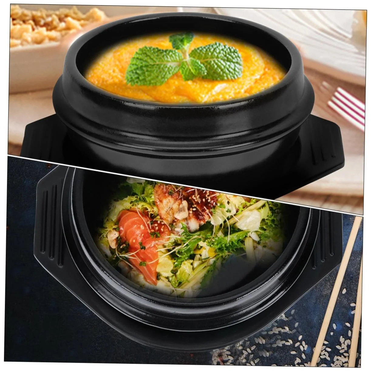 Керамічна каструля Sosoport для бібімбапа жаростійка з антипригарним покриттям та підставкою, фото №7