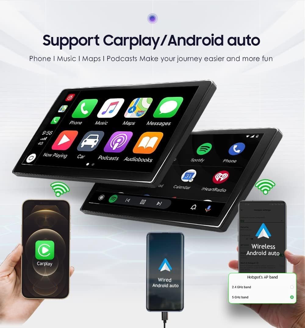 Штатна автомагнітола Hizpo для Fiat 500X 2014-2020 / 9" / Сенсорна / 4/32Гб / Android 12 / Apple CarPlay / Android Auto / Bluetooth / WI-FI / GPS / USB / DAB, фото №2