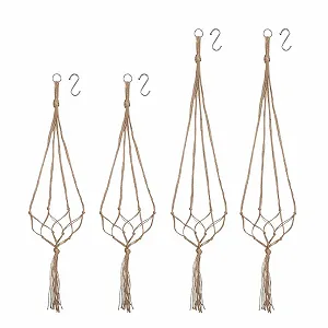 Подвесные кашпо макраме 4 шт. из пеньковой веревки 90/105 см - Фото 1