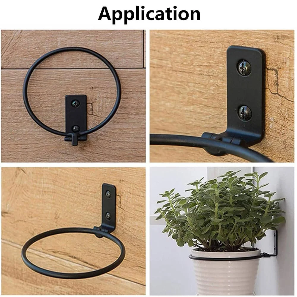 Тримач для квіткових горщиків настінний TopHomer кільце 8 дюймів (20 см) чорний, фото №8