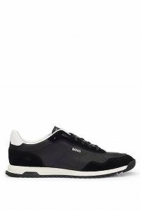 Кросівки BOSS Zayn Lowp На шнурівці Текстурована тканина Замшеві вставки - Фото 1