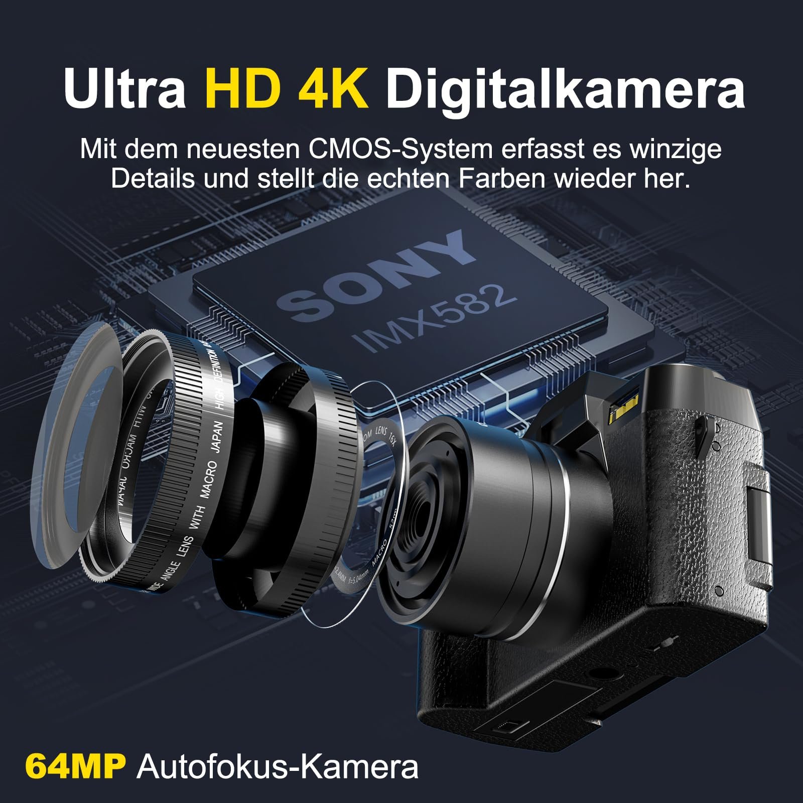 Цифрова камера NBD 4K 48MP Автофокус 16X Зум 3-дюймовий дисплей, що обертається на 180

Deep Black, фото №5