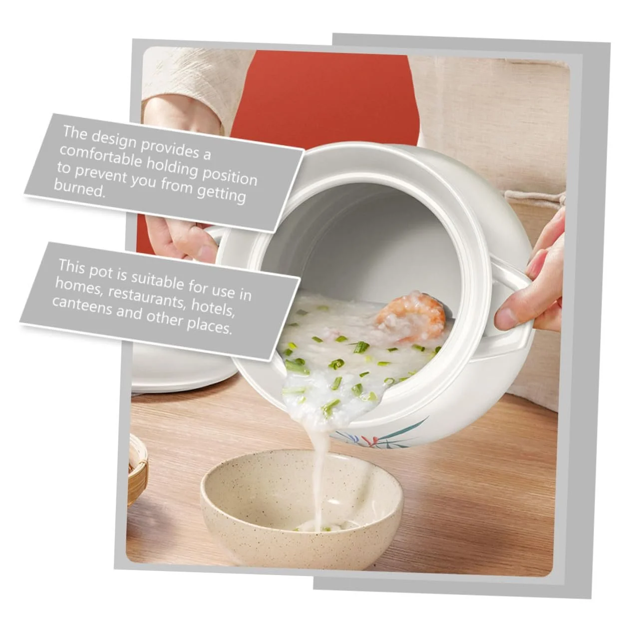 Кастрюля для супа Керамическая 2 л Термостойкая с нескользящей ручкой, фото №9