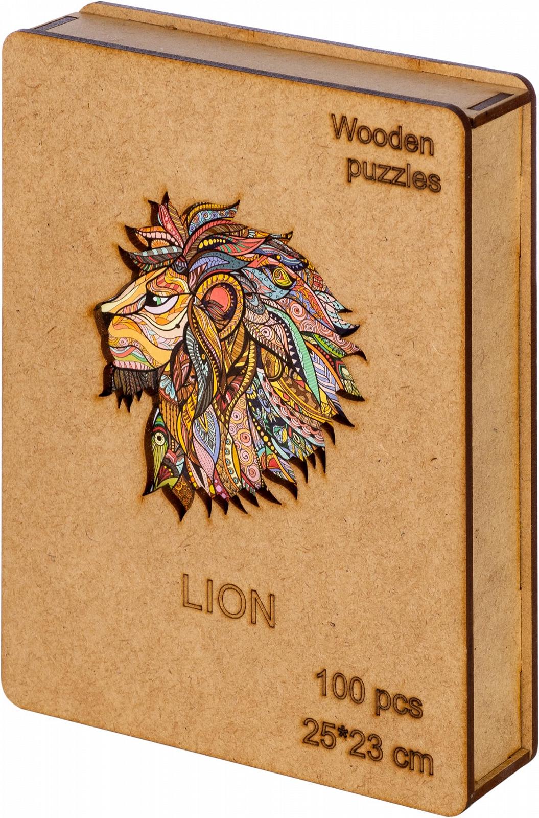 Деревянный пазл Лев Уникальная форма 100 элементов 25 x 23 см, фото №6