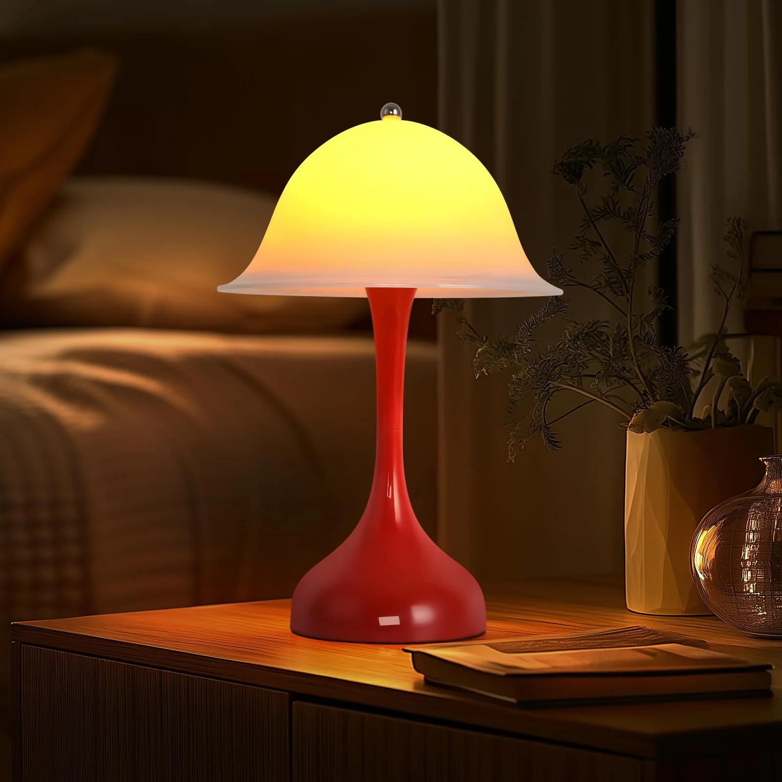 Настільна лампа LED Акумуляторна Сенсорна Димер 2000 K - 6500 K USB Red, фото №7