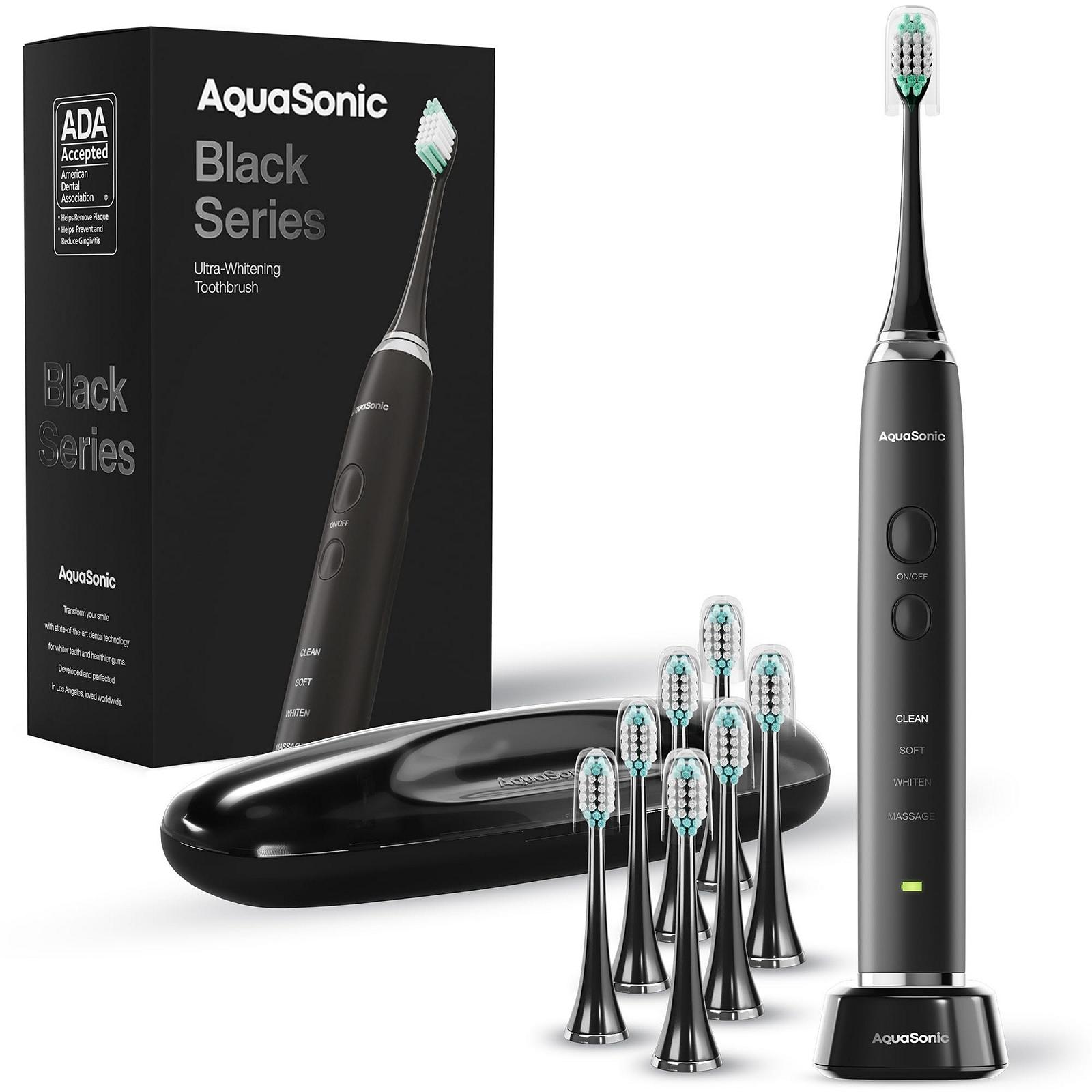 Електрична зубна щітка Aquasonic Black Series Ultra Whitening 40,000 VPM 4 режими Чорна, фото №1