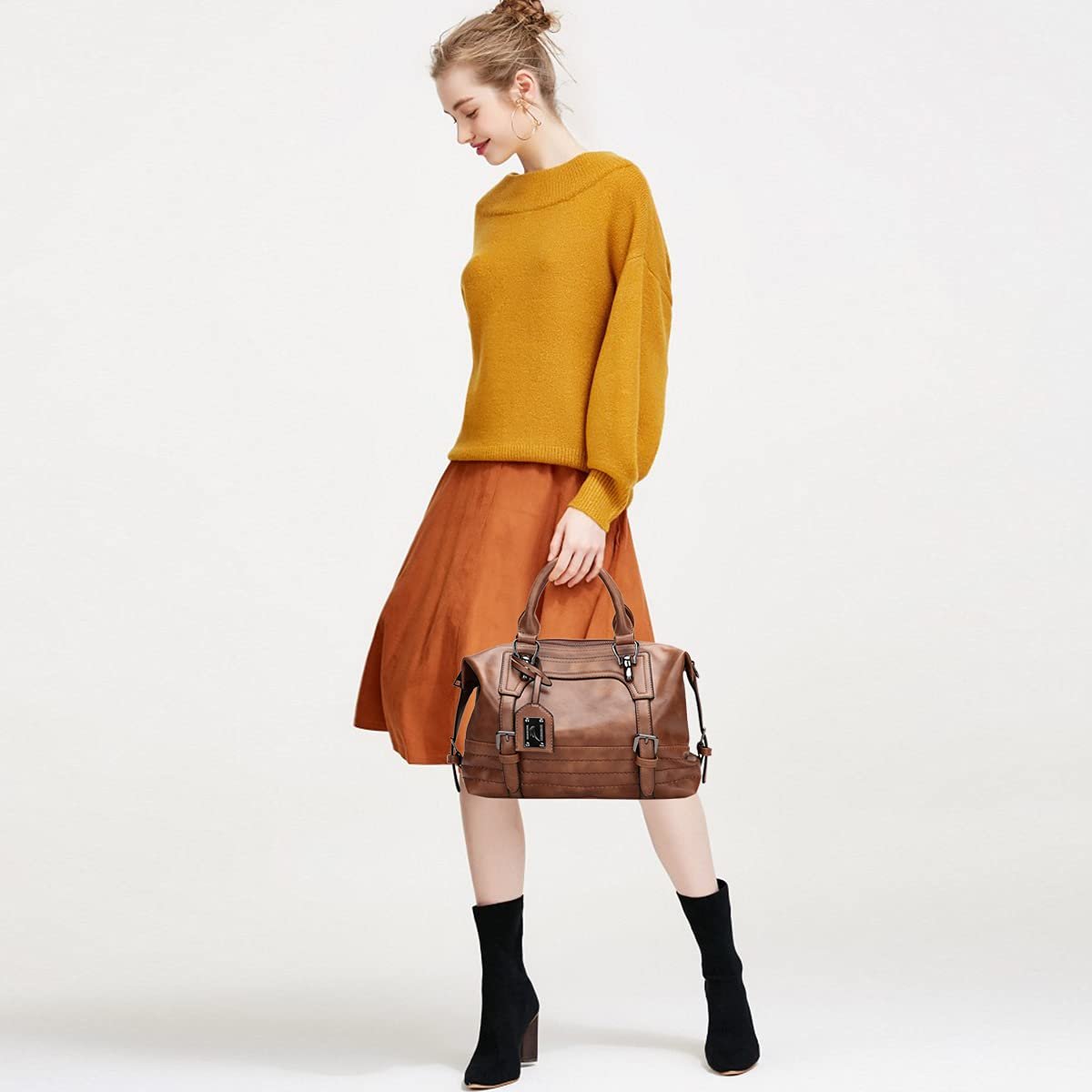 Сумка с Верхней Ручкой NICOLE & DORIS Fashion Oil Wax Boston Bags, коричневый, фото №2