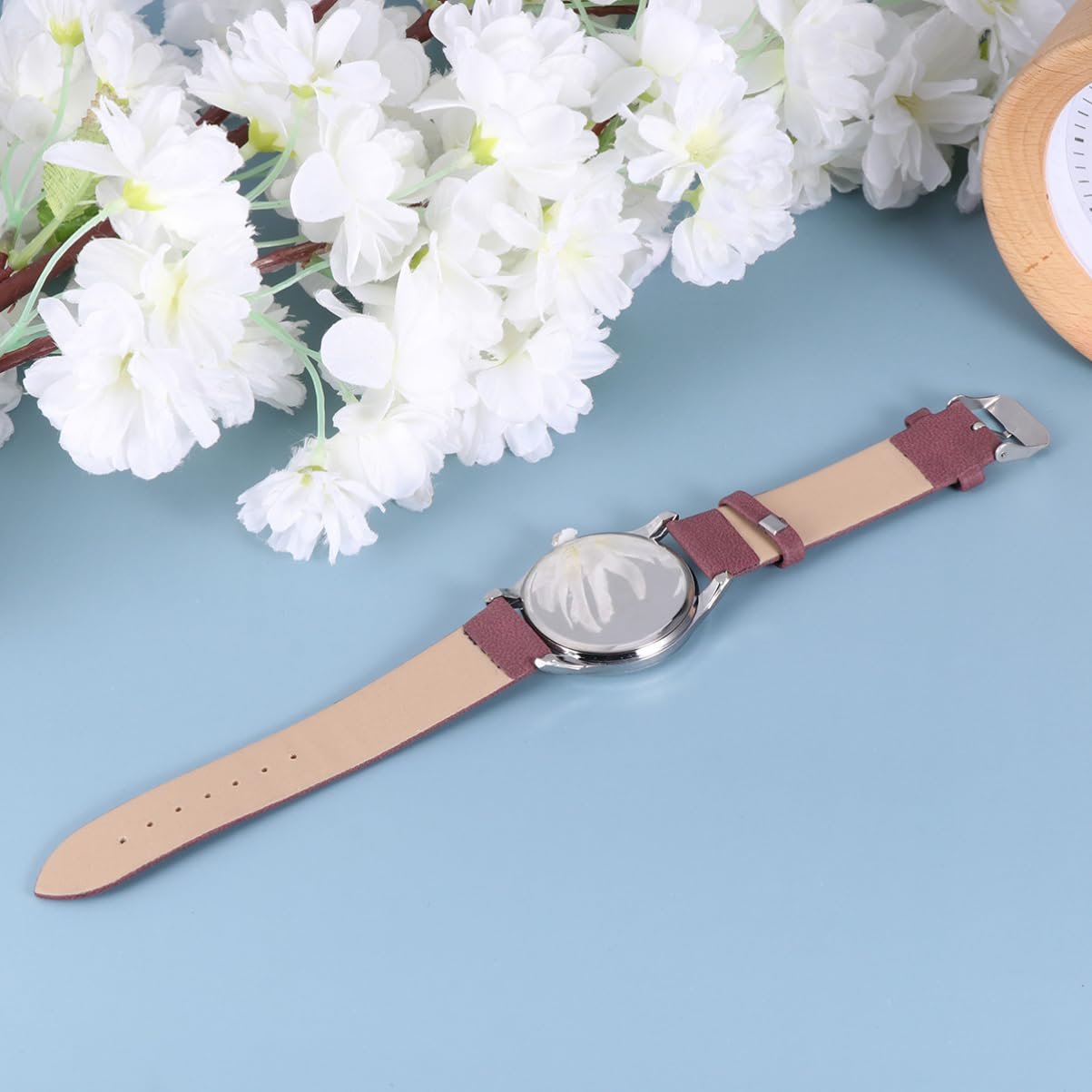 Жіночий годинник PartyKindom Кварцовий з тонким шкіряним ремінцем Червоний, фото №8