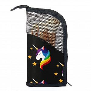Набір пензлів для макіяжу з сумкою Rainbow Unicorn Colored-3221, 12 шт - Фото 1