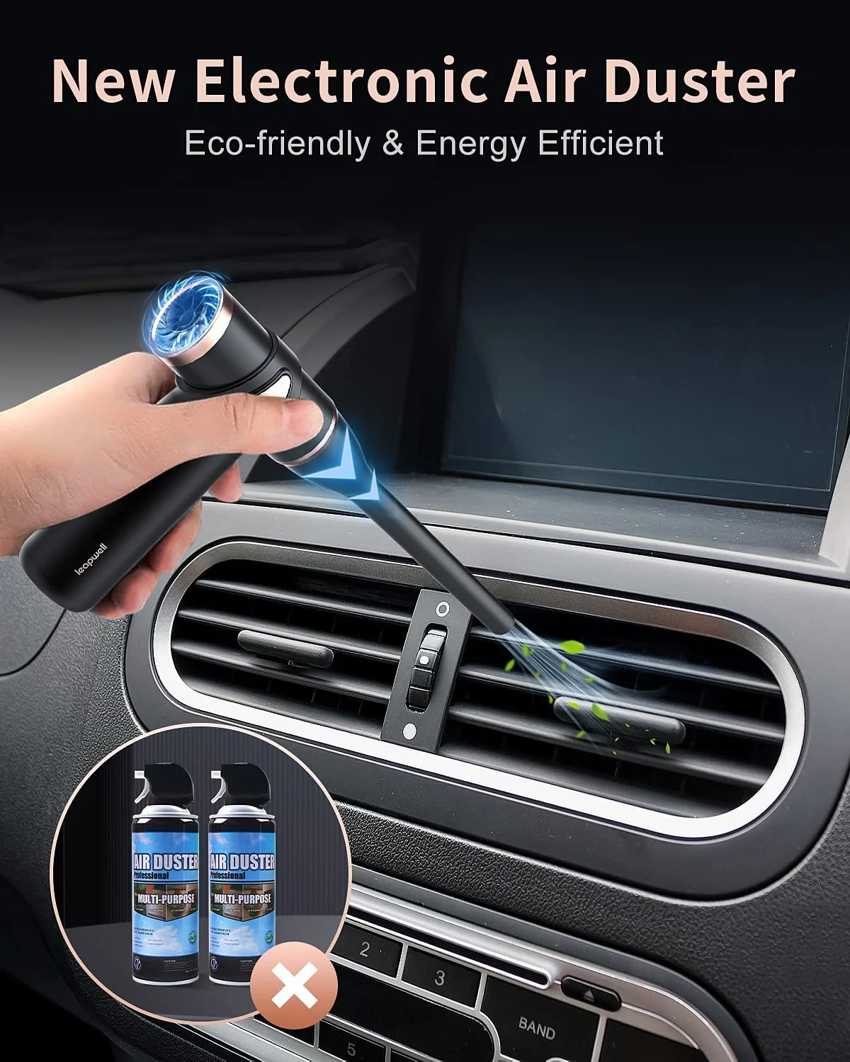 Электрический очиститель сжатым воздухом Leapwell 3 скорости 150 000 RPM цельнометаллический, фото №7