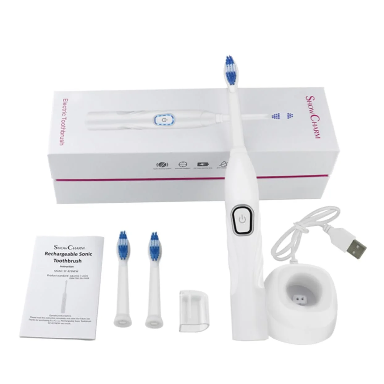 Детская электрическая ультразвуковая зубная щетка Gatuida USB White, фото №6