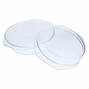 Стеклянная форма для запекания TOYANDONA с крышкой для микроволновой печи термостойкая круглая прозрачная - Фото 1