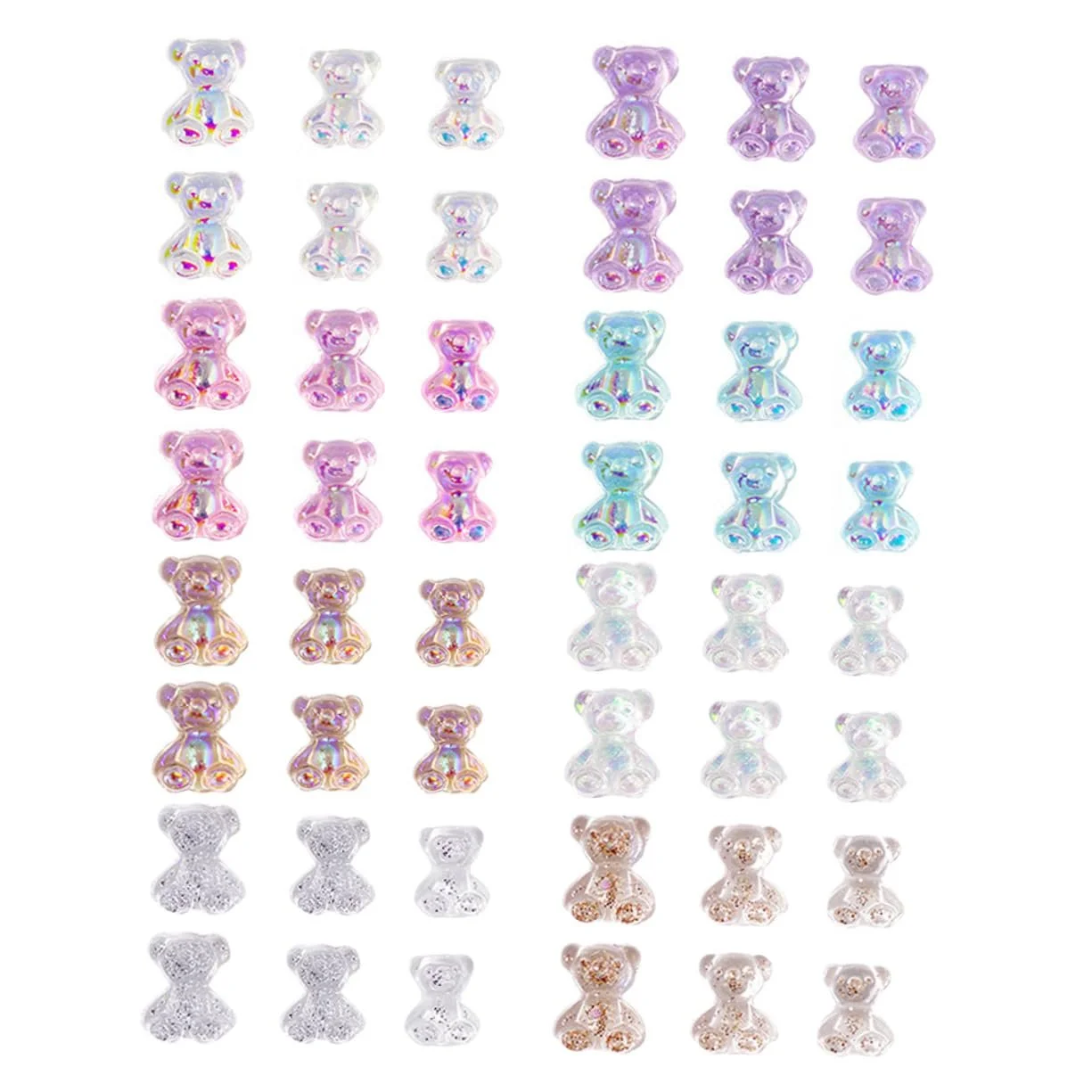 Украшения для ногтей Мишки Healeved 96 шт., стразы, подвески, бусины, маникюр, смола, фото №1