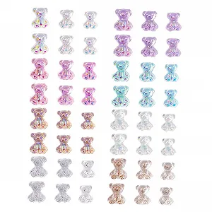 Украшения для ногтей Мишки Healeved 96 шт., стразы, подвески, бусины, маникюр, смола - Фото 1
