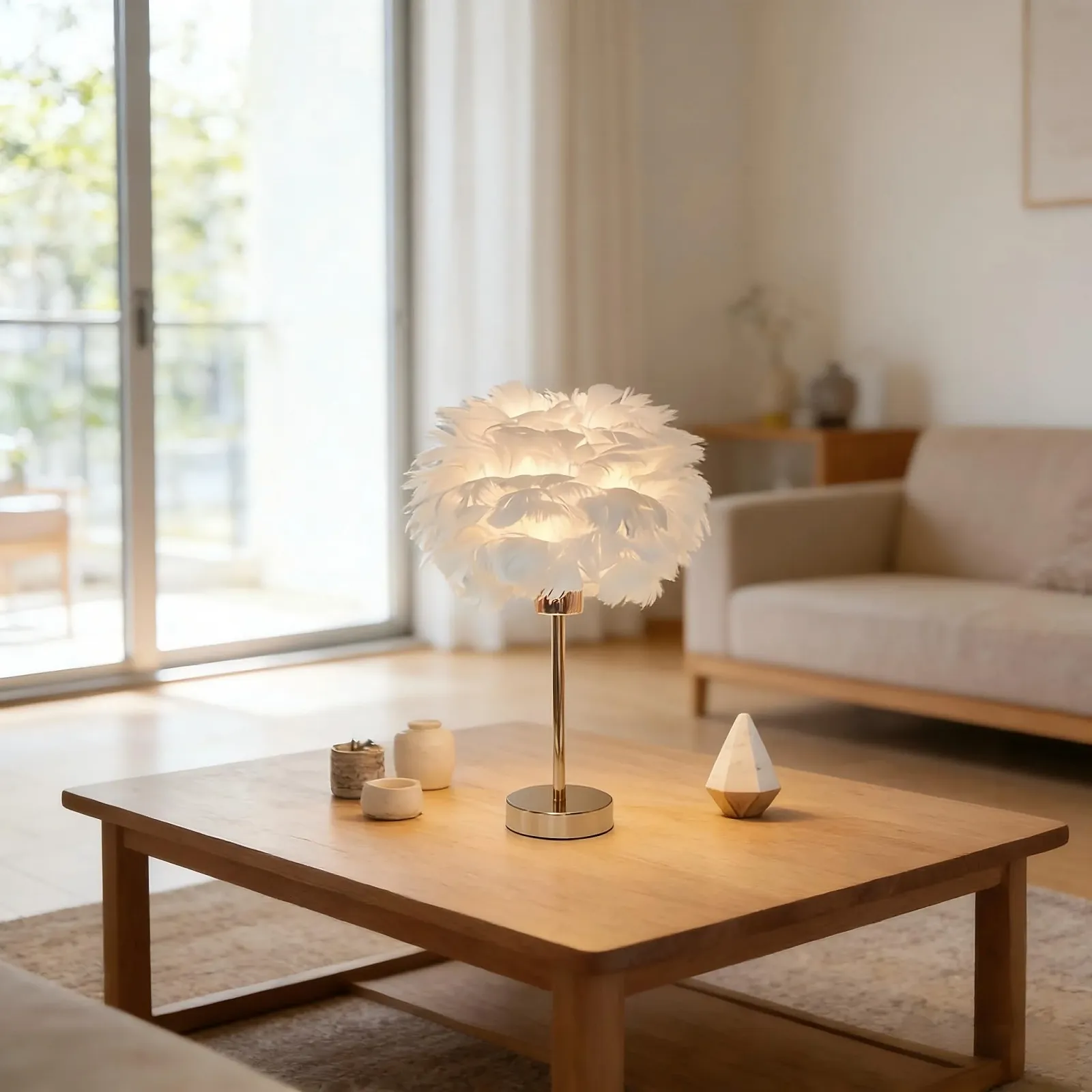 Настольная лампа BTLINK Feather E27 10 Вт 30 см Белая, фото №3