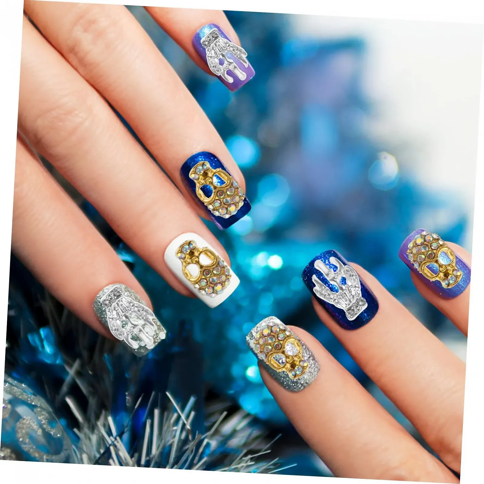 Подвески для ногтей Ipetboom 40 шт. со стразами, ювелирные изделия для ногтей в виде скелетов для творческого дизайна ногтей, идеально подходят для украшений в стиле Хэллоуин или готики, фото №7