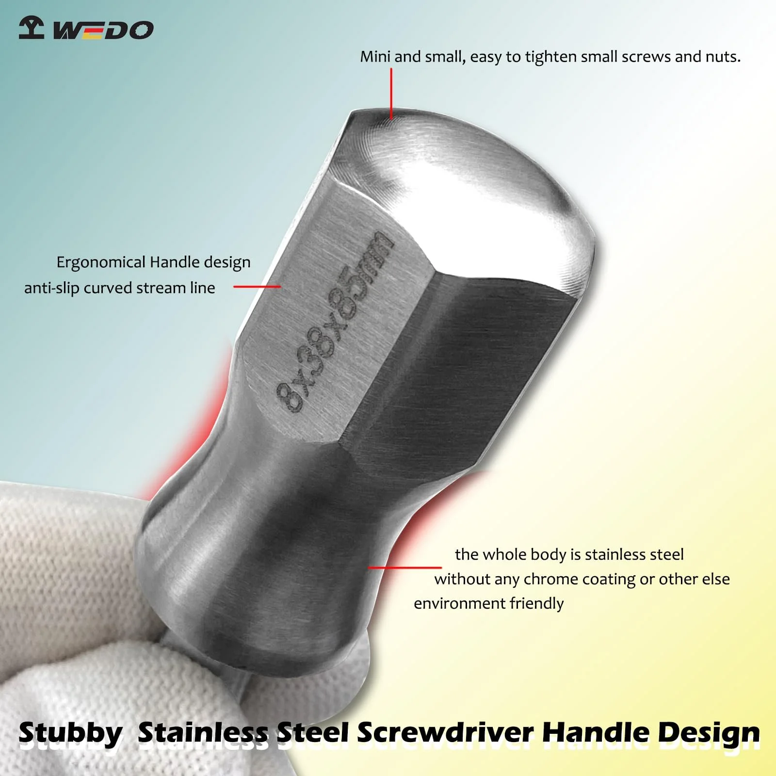 Отвертка WEDO Mini Stubby плоская стальная антикорозийная 6 мм 38 x 85 мм, фото №4