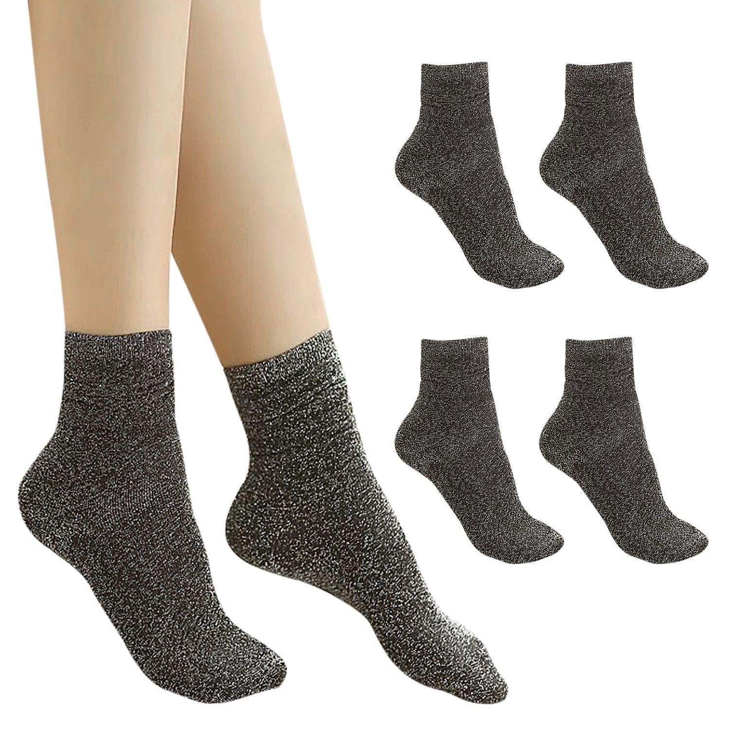 Носки SLEEKEE Женские блестящие 2 пары Модные носки-следы с блестящей нитью Черный, M, фото №1