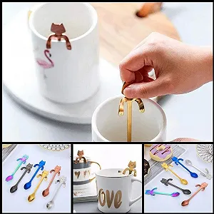 Ложка для кави Котяча форма з нержавіючої сталі Золотий synthetic.ua - Фото 1