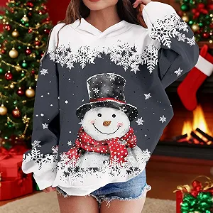 Джемпер Generisch Рождественский Джемпер для Девочек Забавный Пуловер с Круглым Вырезом Зимние Топы Детская Рождественская Толстовка на Подкладке Теплый Рождественский Джемпер Домашний Костюм synthetic.ua - Фото 1