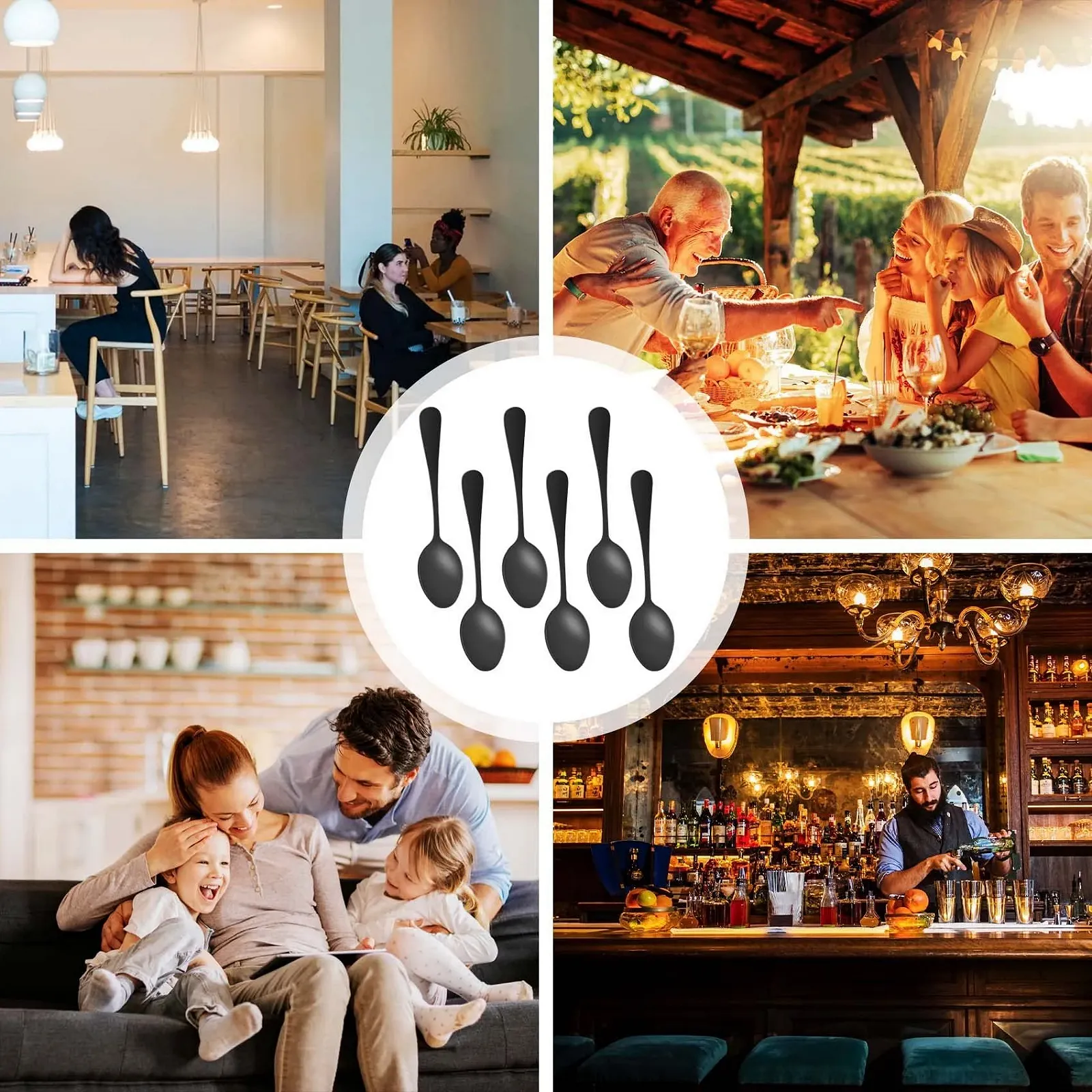 Набір з 6 міні-ложок з нержавіючої сталі для торта еспресо, фото №5