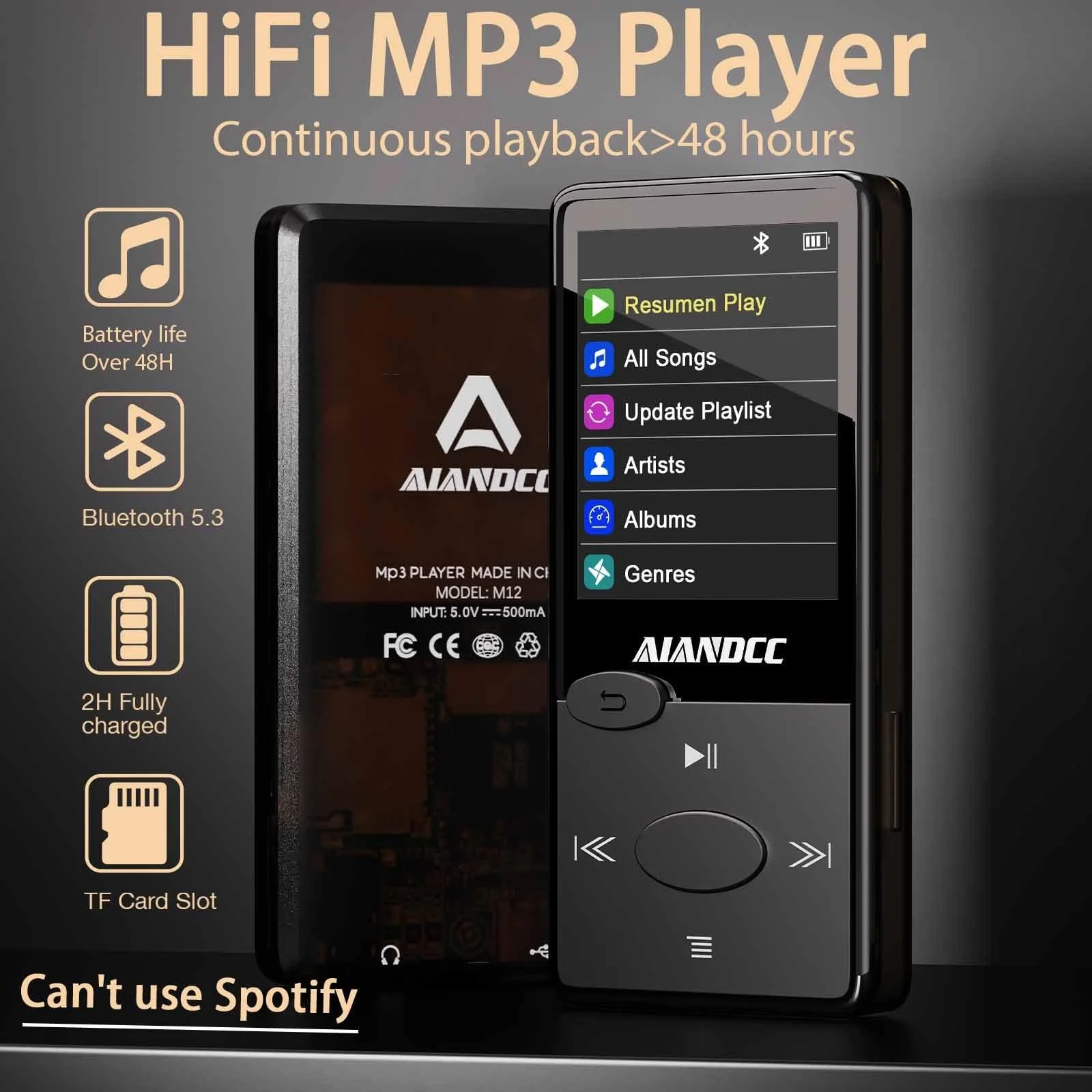 MP3-плеер Bluetooth 5.3 HiFi Sound, FM-радио, 32 ГБ для детей и взрослых, с наушниками, возможность вставить TF-карту Черный, фото №3