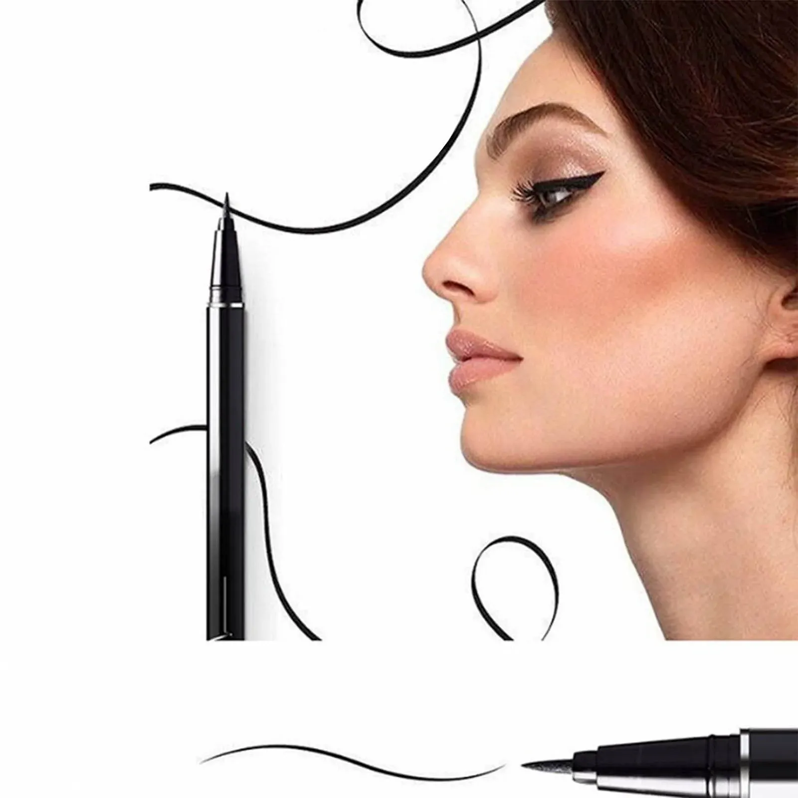 Фломастер-підводка Чорний водостійка, швидковисихаючий, довготривалий з м'яким кінчиком для щоденного макіяжу, легко очищається, для персоналізованого макіяжу очей, фото №5