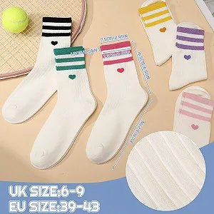 Тенісні шкарпетки з сердечками для жінок (6 пар) synthetic.ua - Фото 1