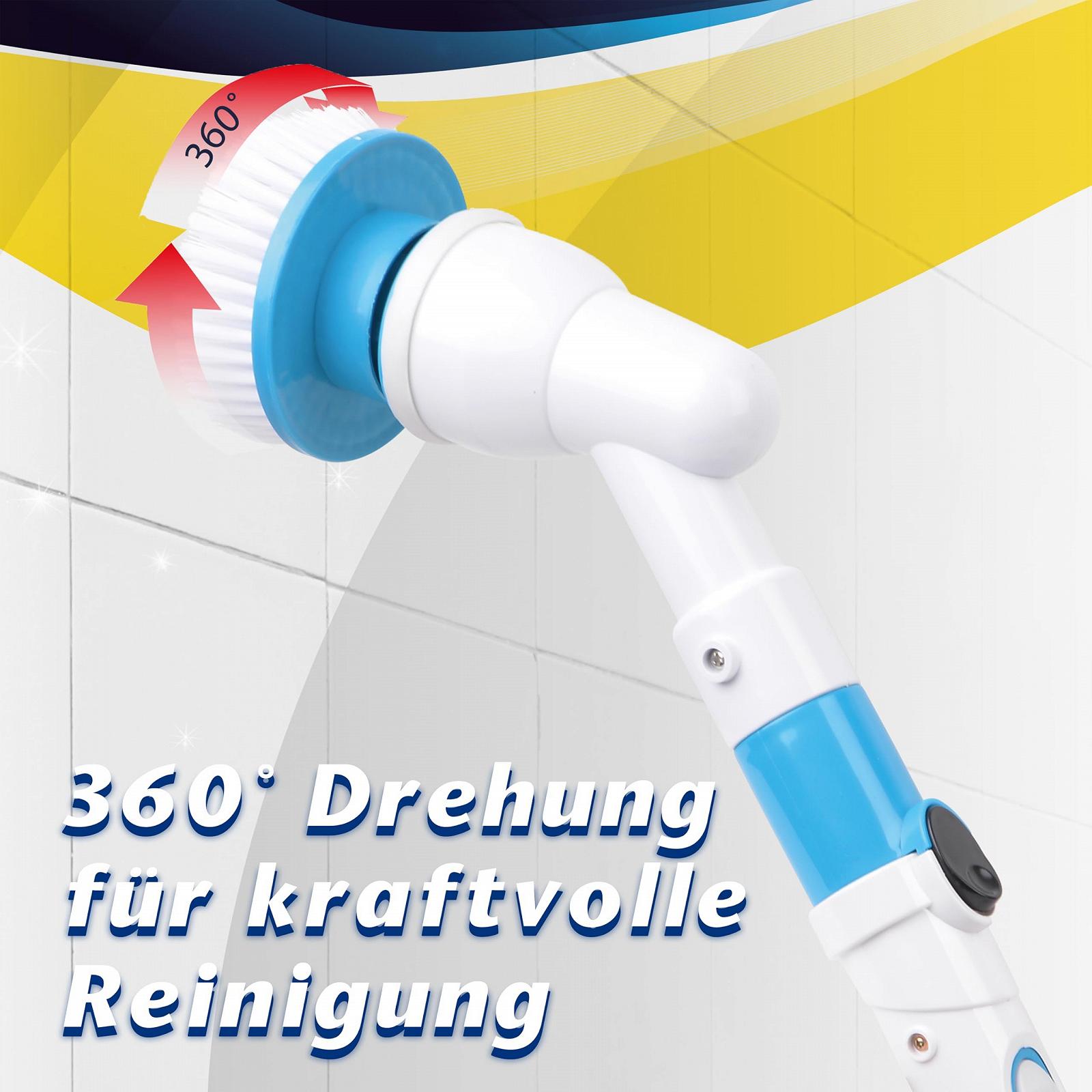 Электрическая щетка для чистки Cleanrite Turbo Scrubber аккумуляторная с телескопической ручкой 110 см и 3 насадками, фото №3