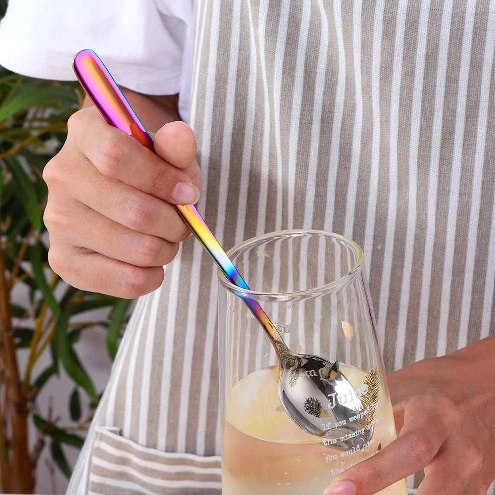 Ложка для лате з нержавіючої сталі 18/10 Gradient Rainbow, набір з 4 ложок з довгою ручкою для морозива та гарячого шоколаду, можна мити в посудомийній машині, фото №4 Ложка для лате з нержавіючої сталі 18/10 Gradient Rainbow, набір з 4 ложок з довгою ручкою для морозива та гарячого шоколаду, можна мити в посудомийній машині, фото №4