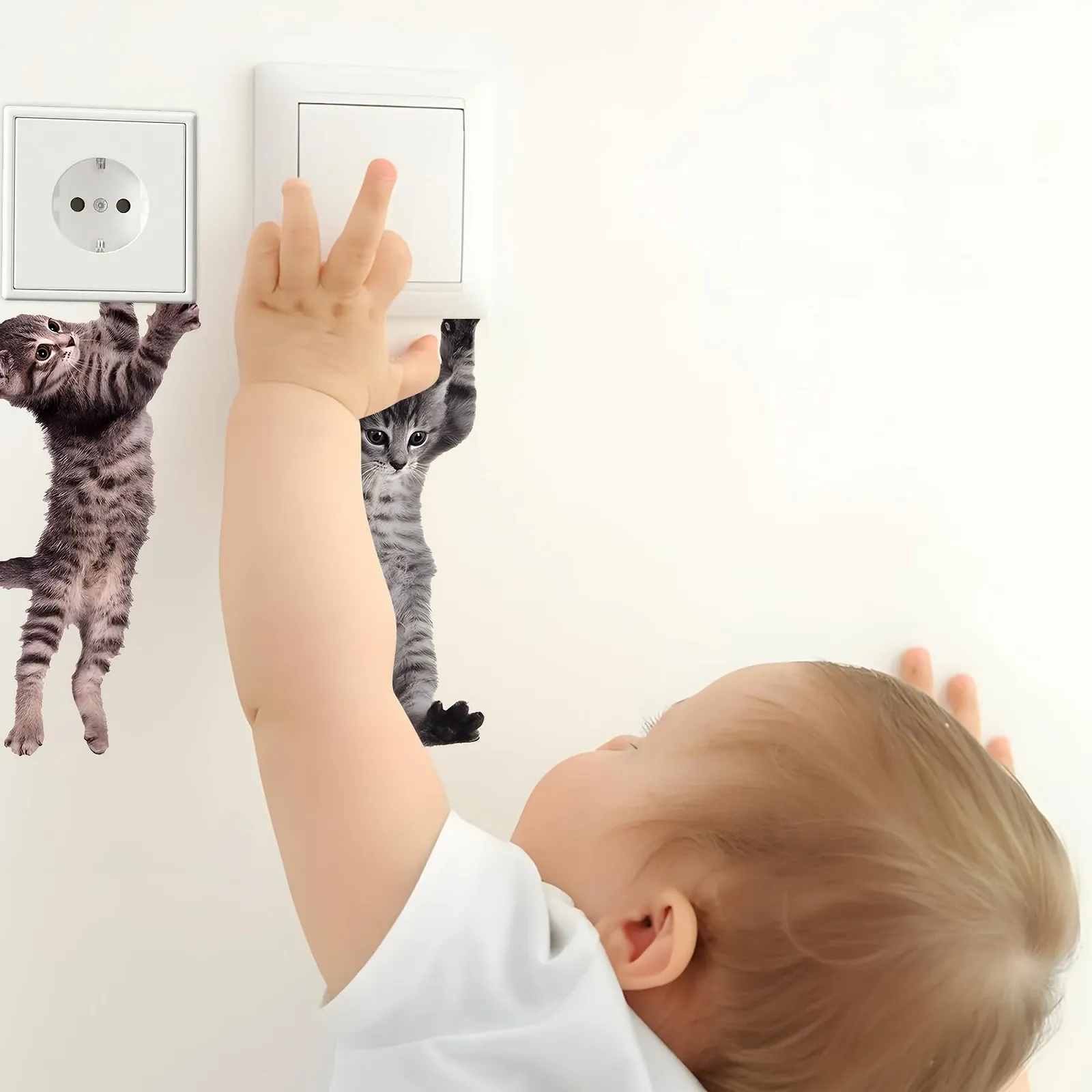 Настінна наклейка 3 кішки, що стрибають Імітація тигрової кішки Знімна, фото №3