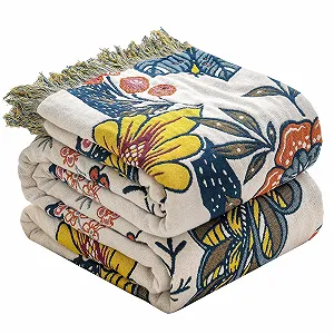 Покрывало HOORDRY Boho, 100% хлопок, удобное, высококачественное постельное белье в стиле кантри, универсальный плед для дивана и кровати, идеальный баланс между теплом, гранат, 200 x 230 см - Фото 1