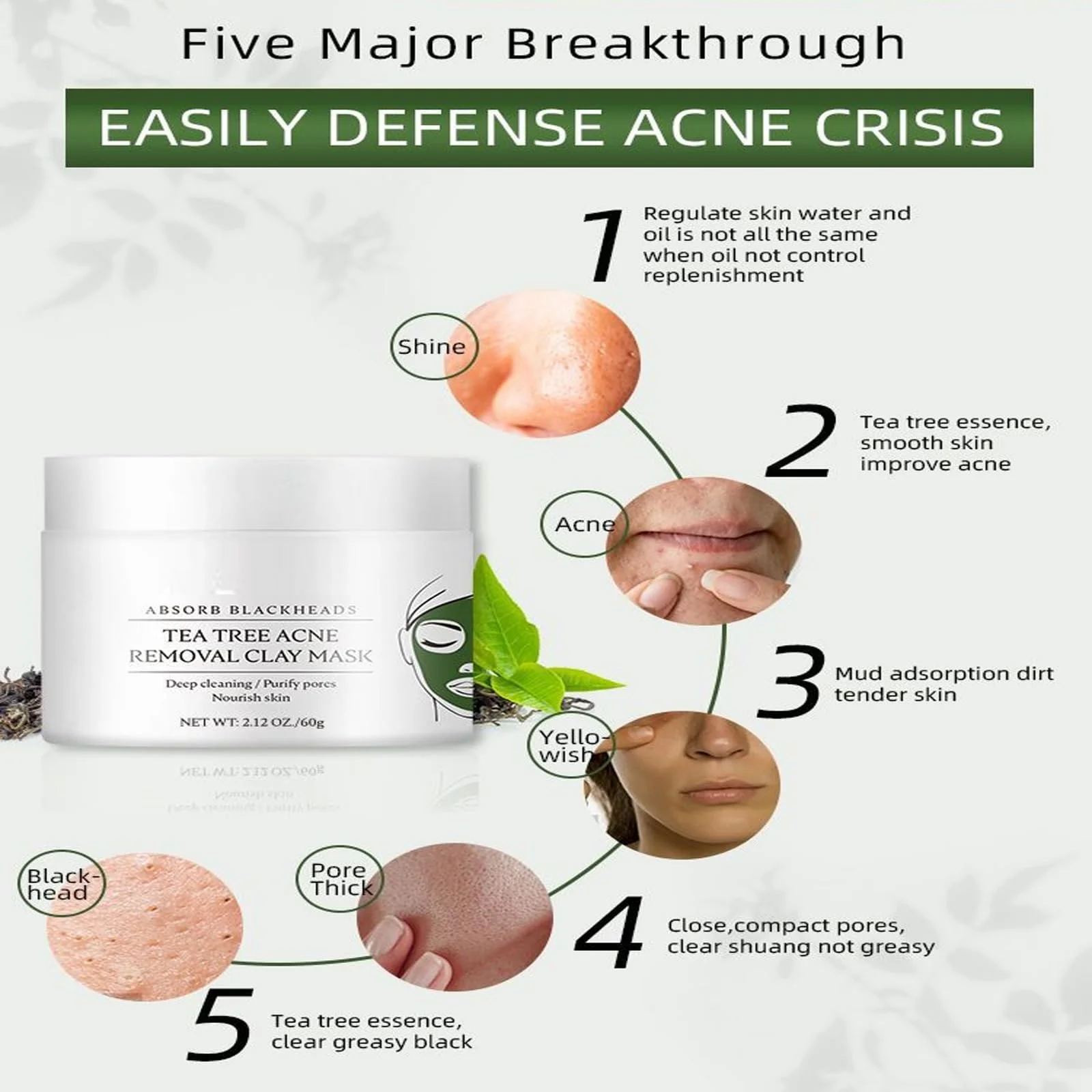 Маска Зеленый Чай глиняная 50 г, Очищение, Увлажнение, фото №6