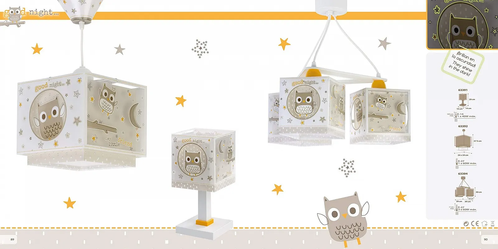 Настільна лампа Dalber Good Night 63391 дитяча Сова Тварини бежева, фото №6