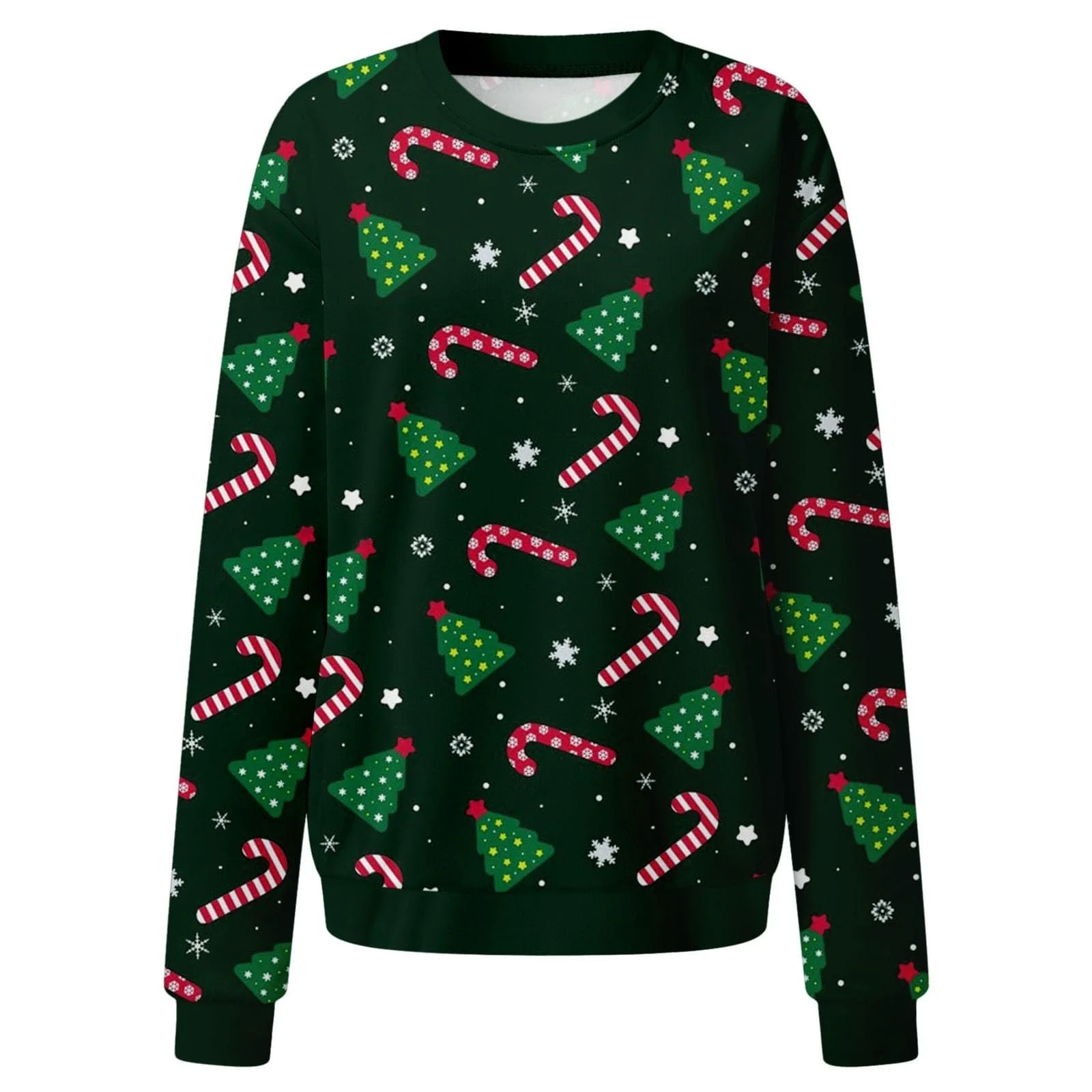 Рождественский джемпер Женский Свободный Рождественские Топы Китчевый Рождественский Джемпер Свитер Длинный Рукав Флисовый Джемпер Круглый вырез Рождественская Блузка Повседневный Рождественский Свитер Рождественский Наряд XS, фото №2