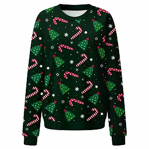 Рождественский джемпер Женский Свободный Рождественские Топы Китчевый Рождественский Джемпер Свитер Длинный Рукав Флисовый Джемпер Круглый вырез Рождественская Блузка Повседневный Рождественский Свитер Рождественский Наряд XS synthetic.ua - Фото 1