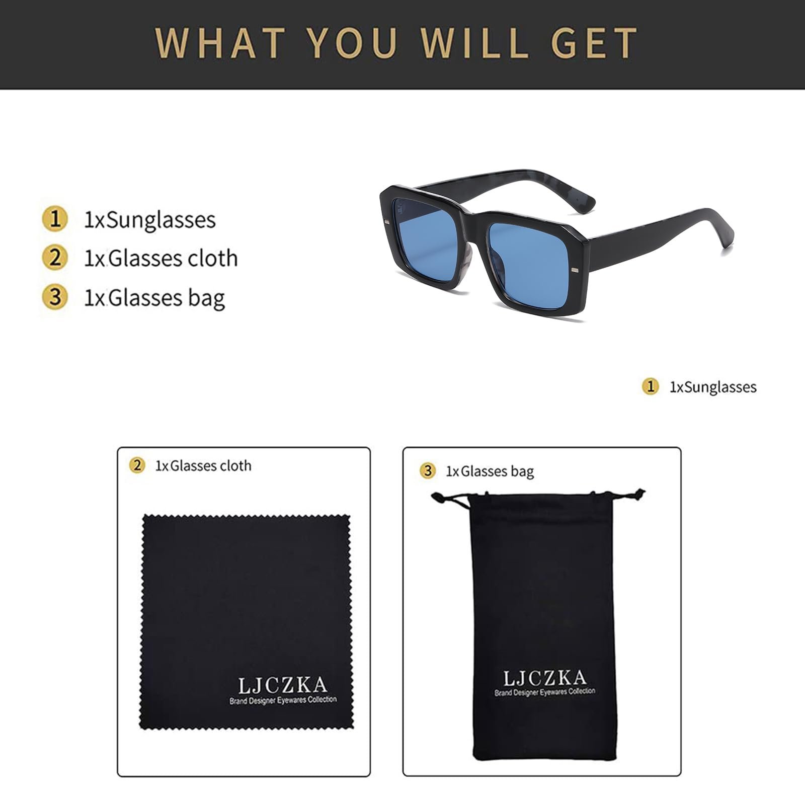 Вінтажні прямокутні сонцезахисні окуляри LJCZKA для жінок і чоловіків, 90-х років, фото №5