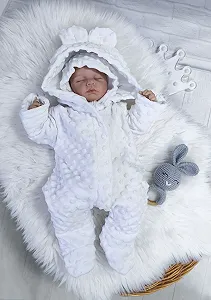 Купити Плюшевий чоловічок, комбінезон та шапочка для новонародженого, теплий сліп білий - Фото 1 Плюшевий чоловічок, комбінезон та шапочка для новонародженого, теплий сліп білий - Фото 1