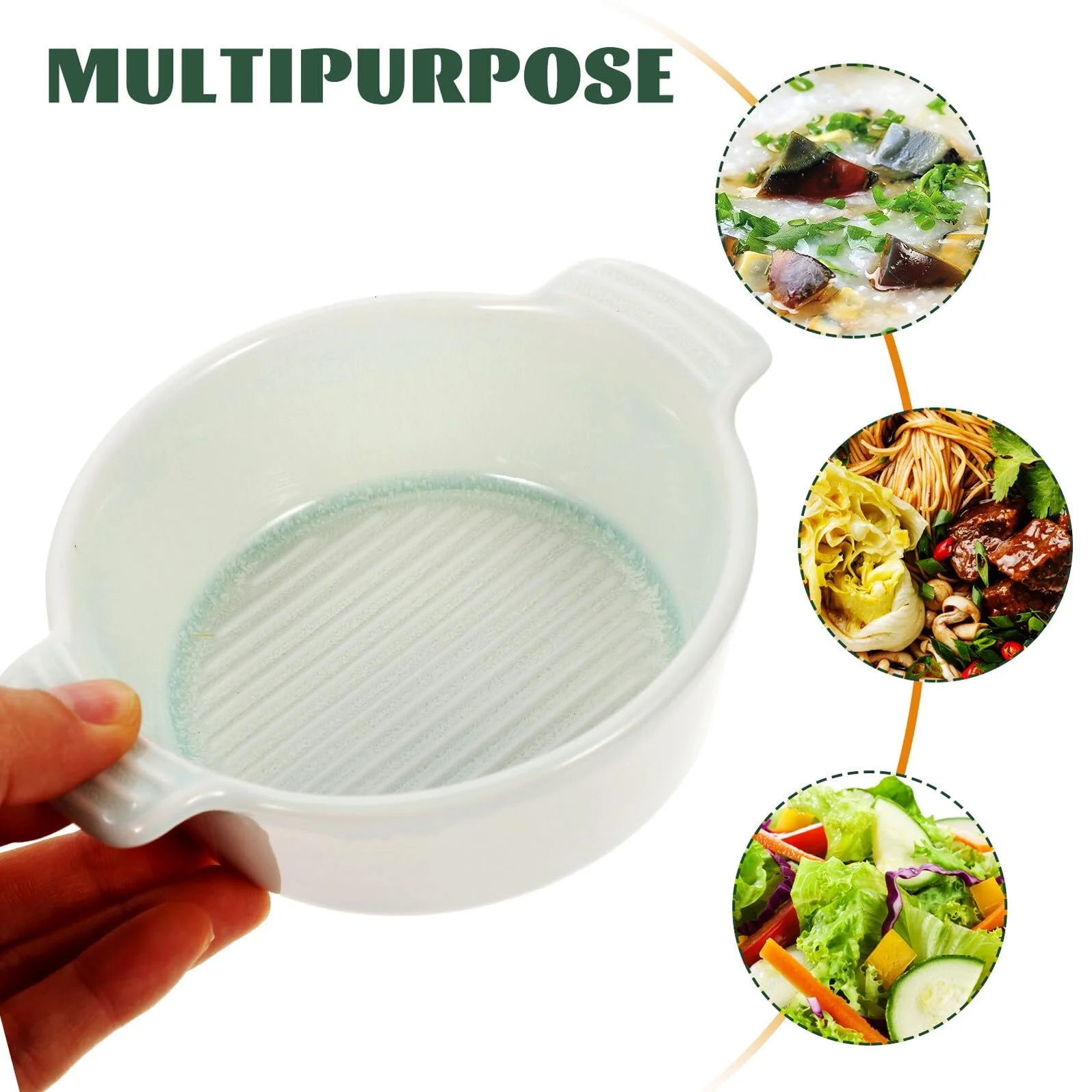 Форма для випікання VALICLUD керамічна з подвійними ручками кругла термостійка Зелена, фото №3