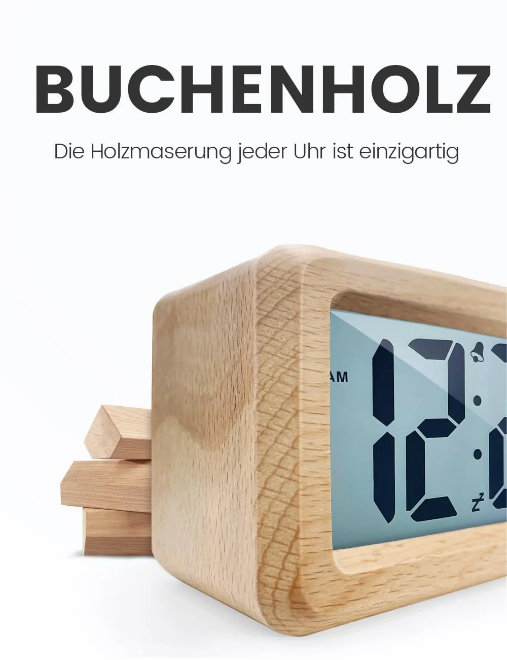 Цифровий Будильник aboveClock, Дерев'яний з Сенсорними Модулями, фото №3
